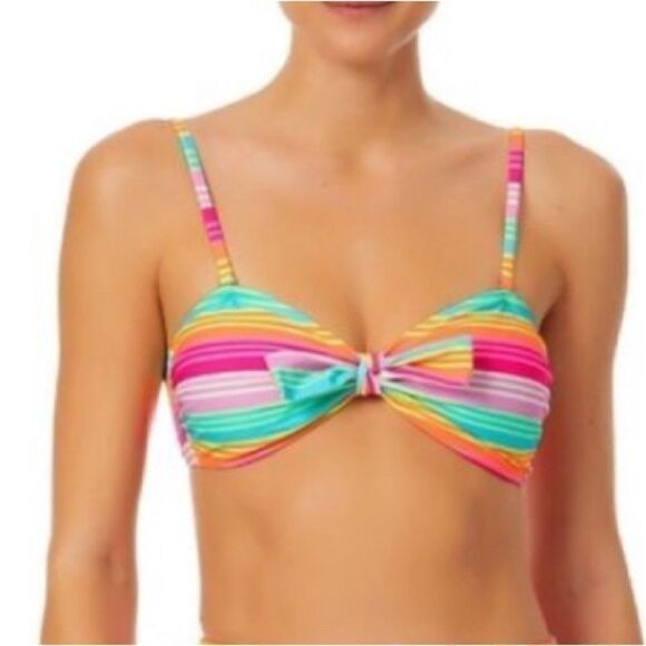 Women’s Juniors Tricot Striped Knot Bikini Top Swimsuit Bathing Suit Size M - Picture 4 of 5